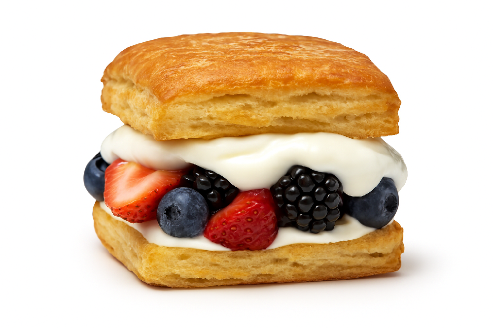 Yogurt, Berry & Cream Cheese Sandwich made with Baker Boy Whole Grain Croissant